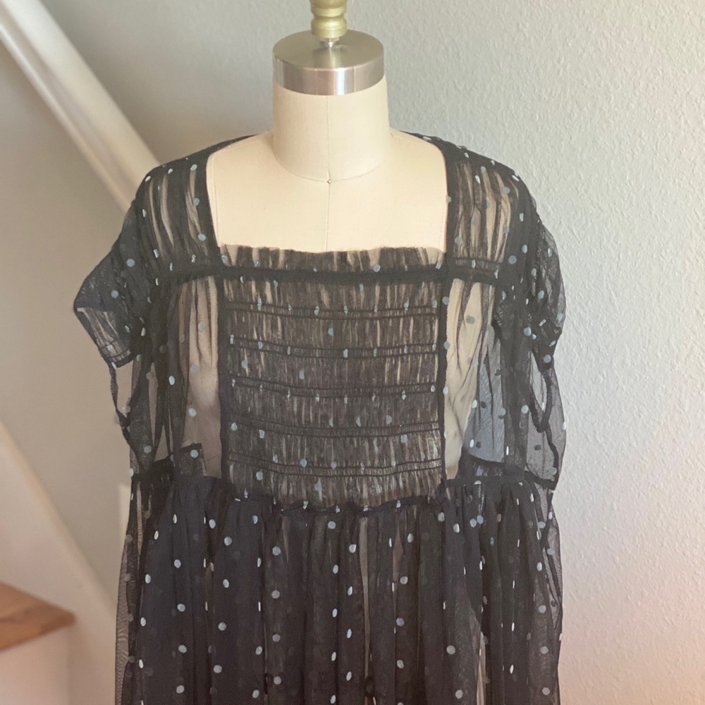 Free People Saya Mesh Dot Tunic Top Black Combo​​​​​​​​​​ - Picture 4 of 11